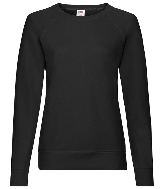 Ladies Lightweight unbrushed (French Terry) Sweatshirt with raglan sleeves, embroidered logo left breast.