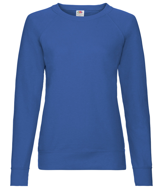 Ladies Lightweight unbrushed (French Terry) Sweatshirt with raglan sleeves, embroideRoyal logo left breast.